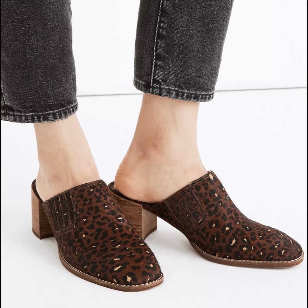 Madewell The Carey Mule in Painted Leopard Calf Hair size 9.5